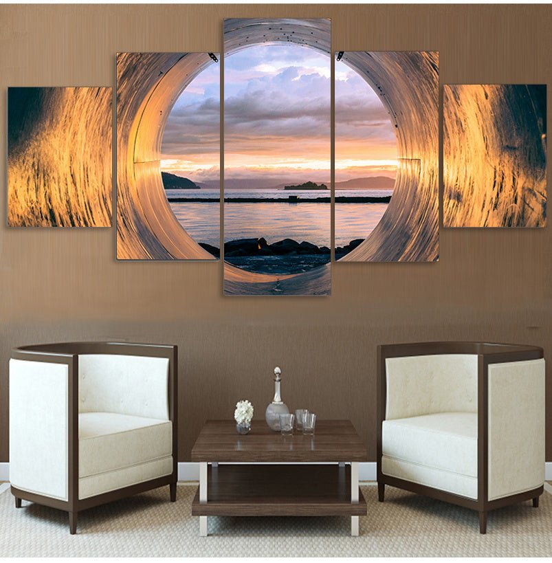 Poster Art Painting Home Decor Sunset Tube Seascape Frame Living Room Canvas - Hearth & Lume