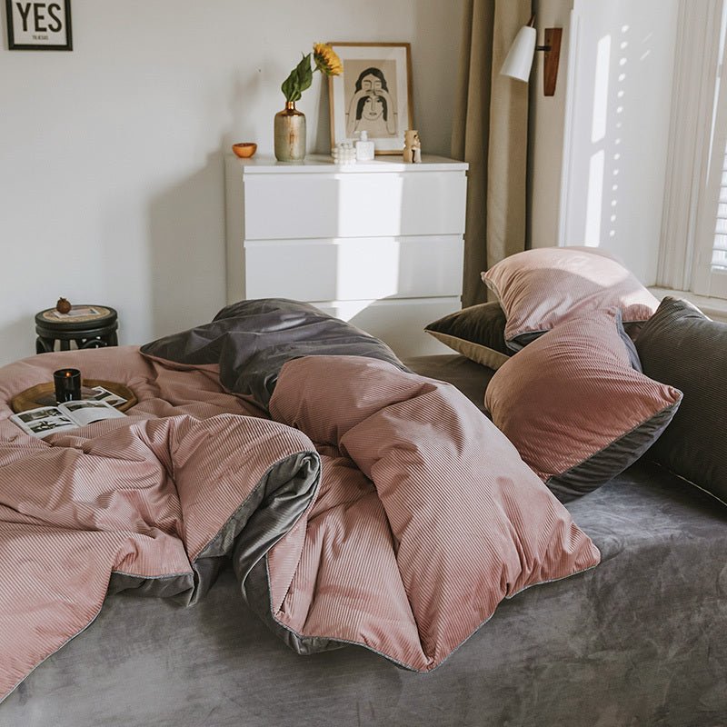 Winter Milk Fleece Four - piece Bedding Set - Hearth & Lume