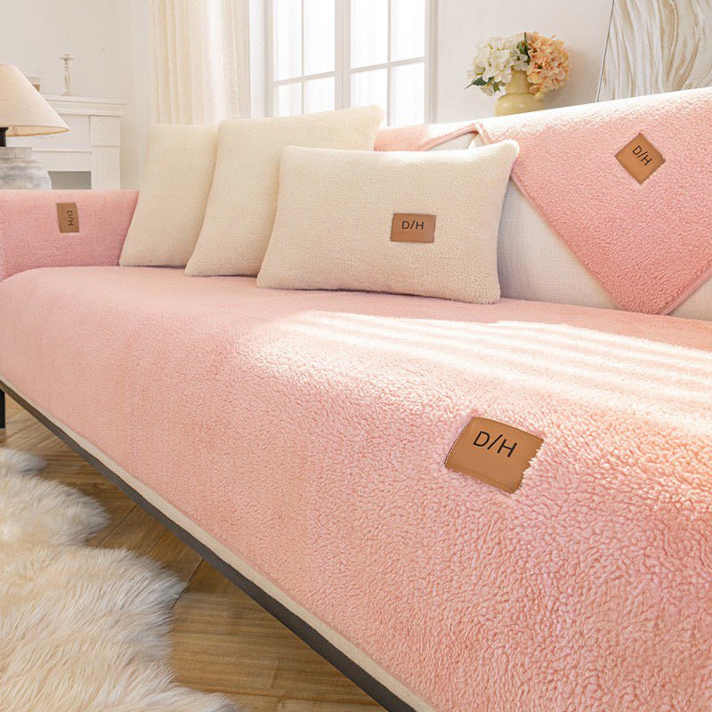 Thickened Fleece Non - slip Lambswool Sofa Cushion - Hearth & Lume