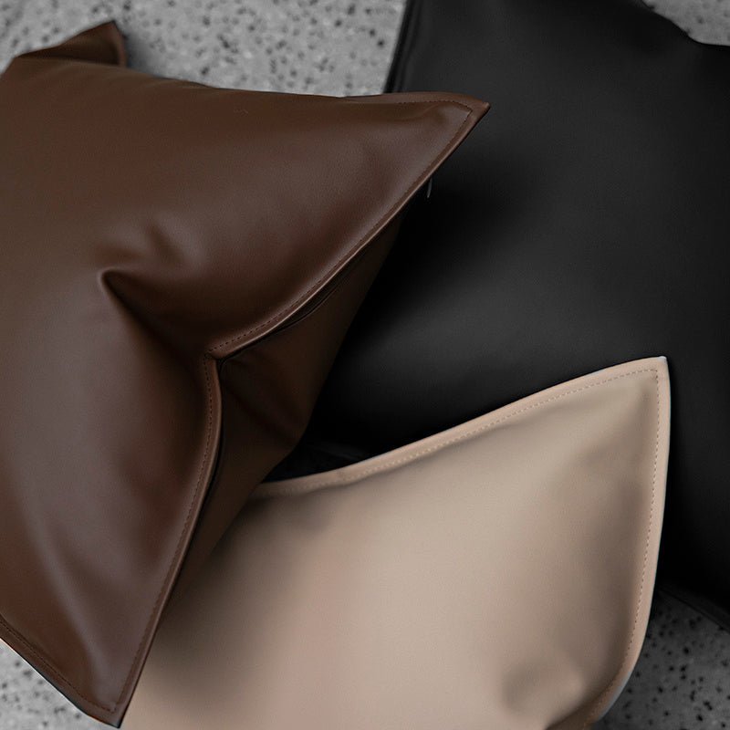 Nordic Style Solid Leather Living Room Sofa Pillow Bed Waist Support - Hearth & Lume