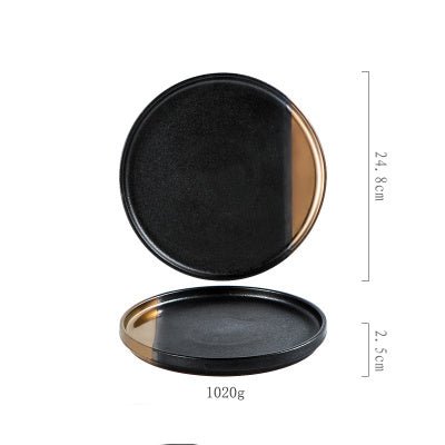 Creative Black Gold Ceramic Plate Household Dishes - Hearth & Lume