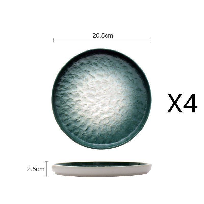 Gradient Emerald Steak Plate Stone Pattern Pasta Plate Western Plate Round Plate Restaurant Home - Hearth & Lume