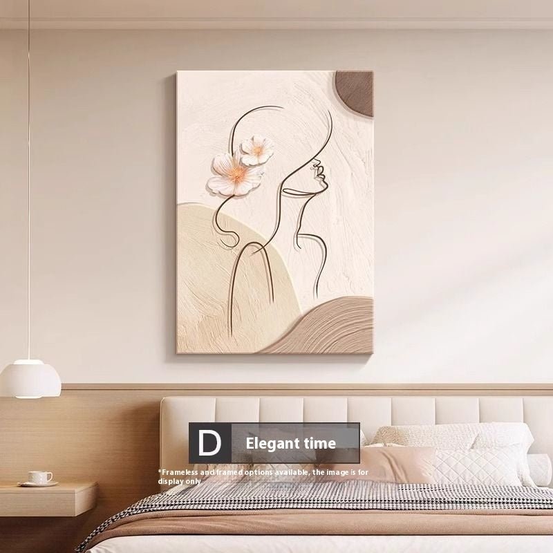 Decorative Painting Cream Style Abstract Line Character Mural - Hearth & Lume