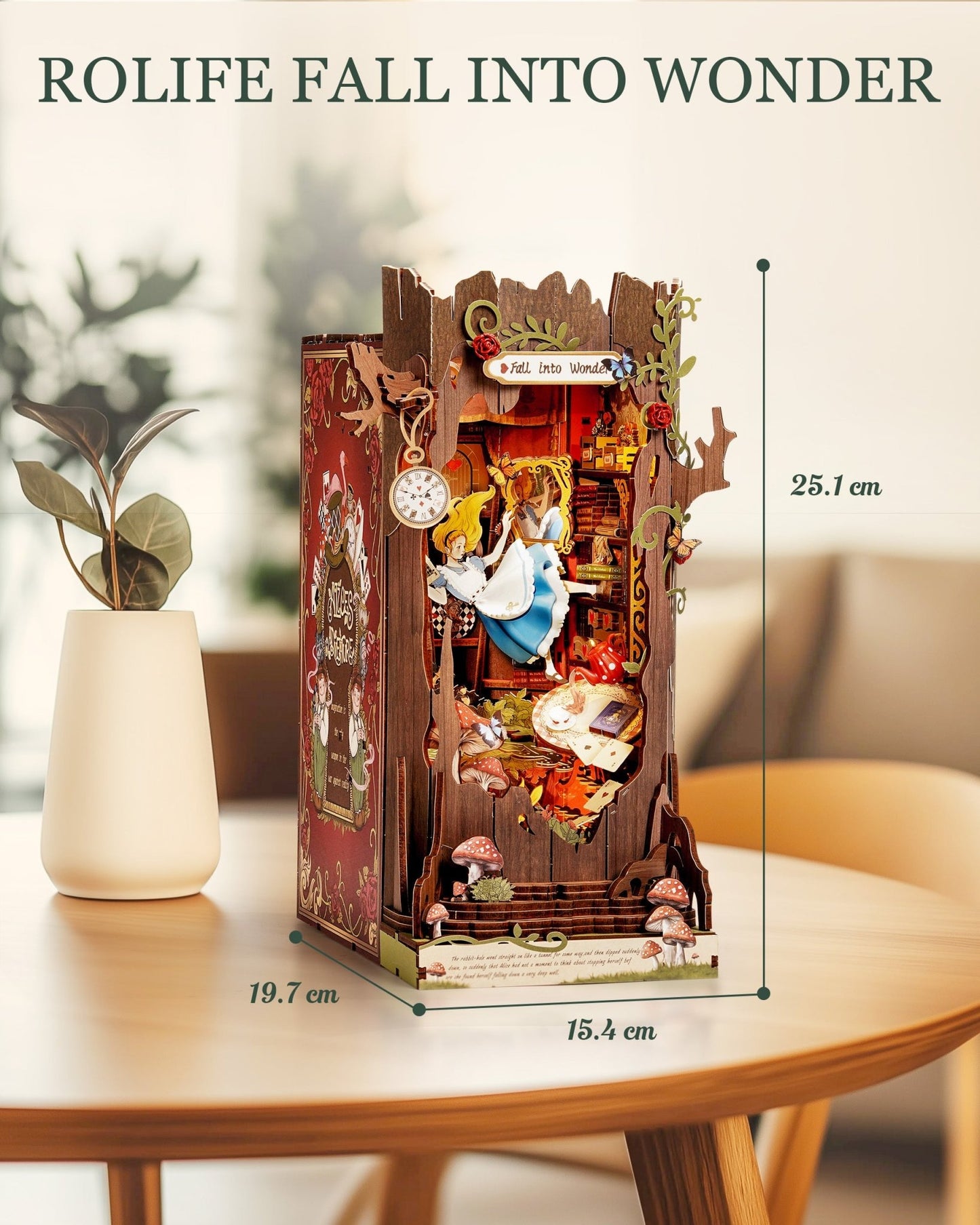 ROBOTIME DIY Book Nook Kit - 3D Miniature House Diorama With LED Light - Hearth & Lume