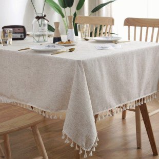 Waterproof Tablecloth Mediterranean Style Blue Striped Tassel Table Cloth - Hearth & Lume