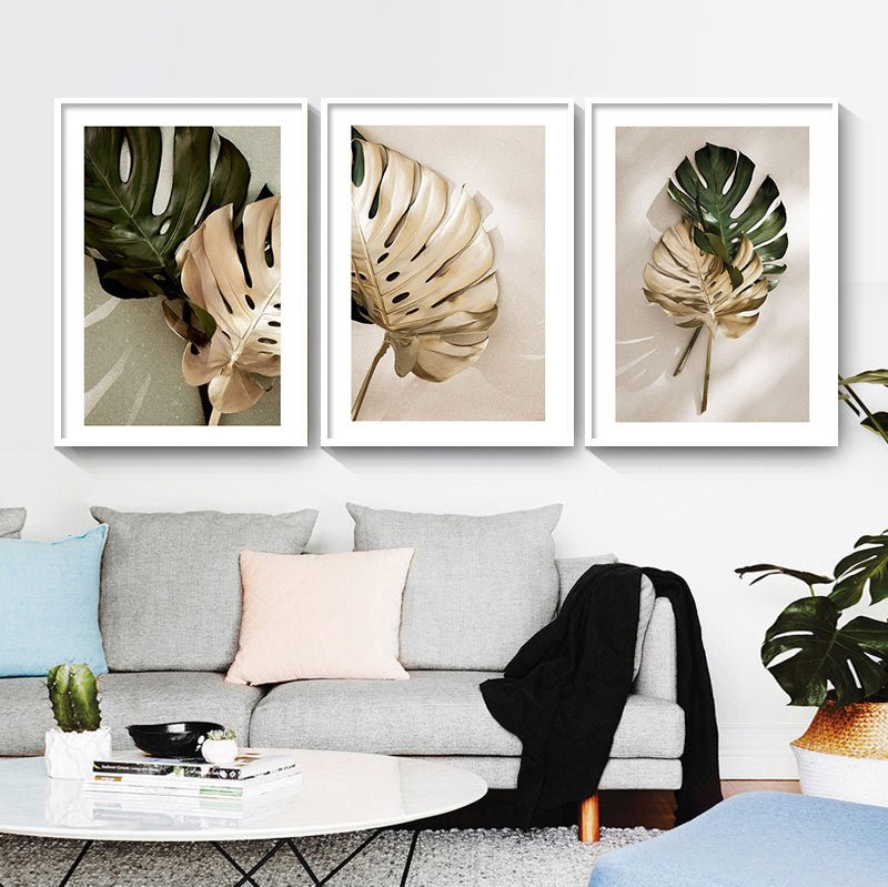 Green And Gold Leaves Nature Poster And Living Room Decor Printed Wall - Hearth & Lume