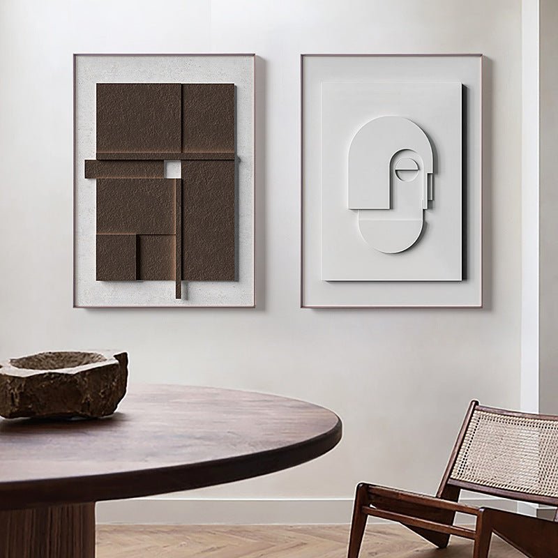Three - dimensional Abstract Silent Style Geometric Morandi Hanging Painting - Hearth & Lume
