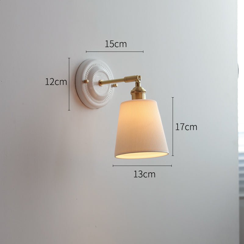 Ceramic Nordic Bedroom Bedside Full Copper Wall Lamp - Hearth & Lume