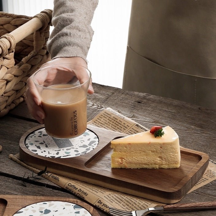 Japanese - style Solid Wood Tray Water Cup Storage Plate Vintage Bread - Hearth & Lume