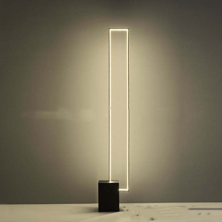 Minimalist Sand Black Floor Lamp Quadriboid Base Square Light Body - Hearth & Lume