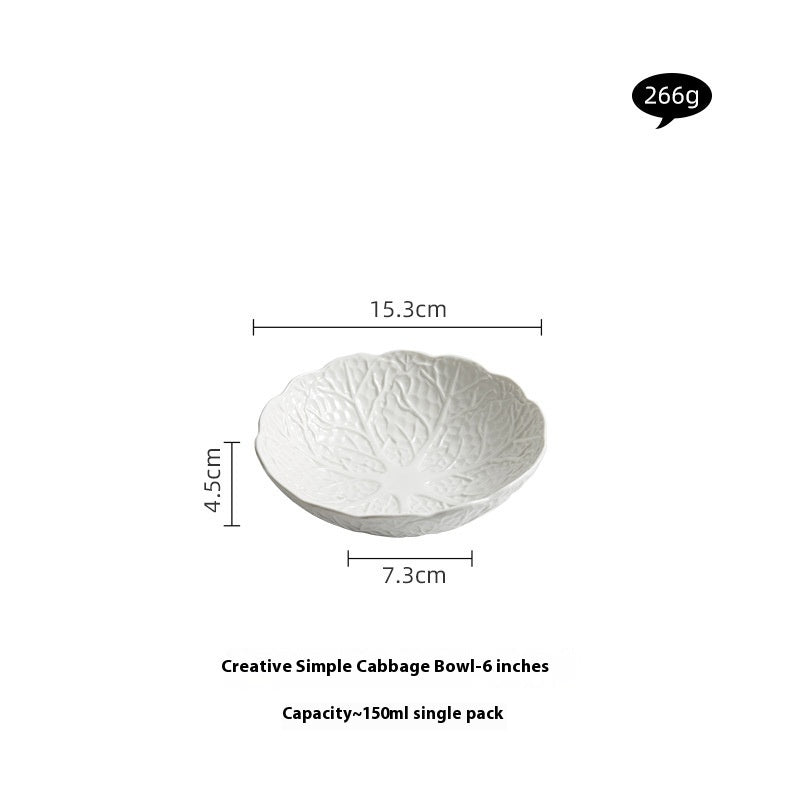 Ceramic Cabbage Noodle Bowl Soup Bowl Household High - grade Irregular - Hearth & Lume