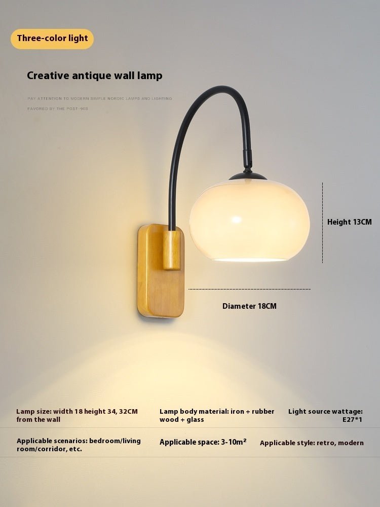Bedside Wall Lamp Creative Retro Glass Wall LED Lamp - Hearth & Lume