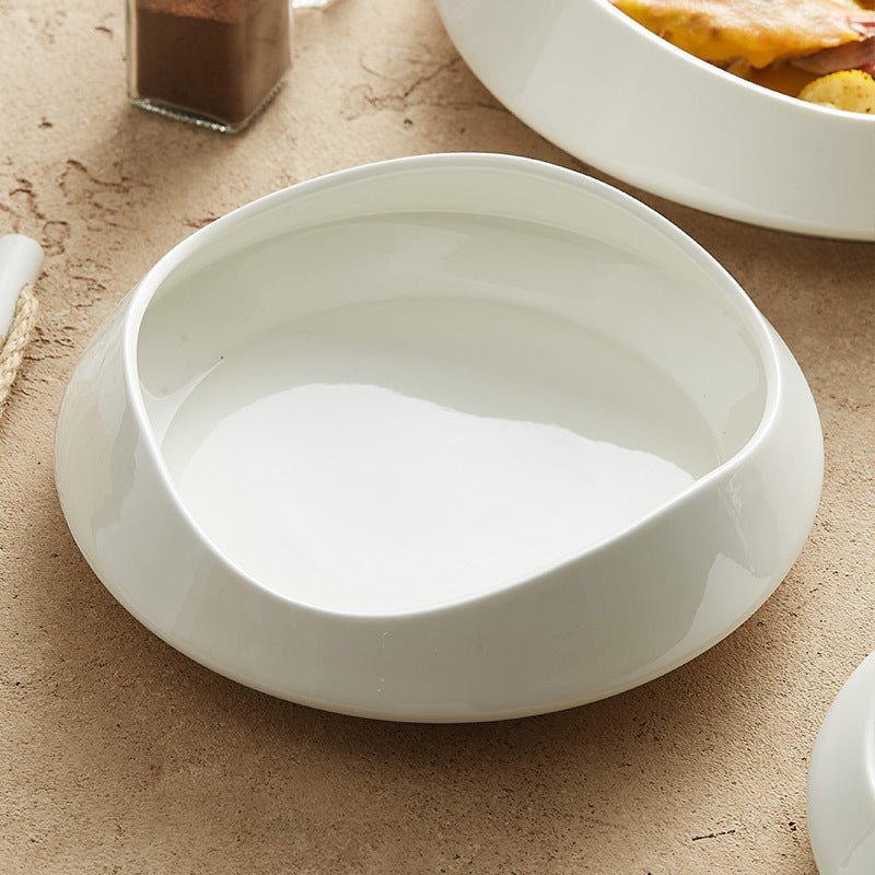 White Porcelain Tableware Guanshan Plate Household Ceramic Dishes - Hearth & Lume