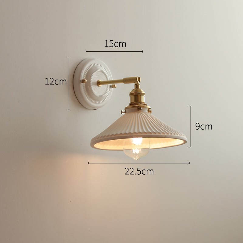 Ceramic Nordic Bedroom Bedside Full Copper Wall Lamp - Hearth & Lume