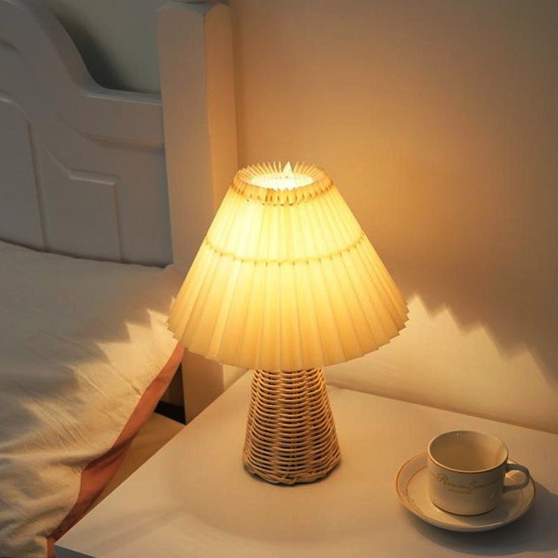 Night Light Pleated Table Lamp Decoration Retro Bedroom Bedside Lamp High - grade Atmosphere - Hearth & Lume