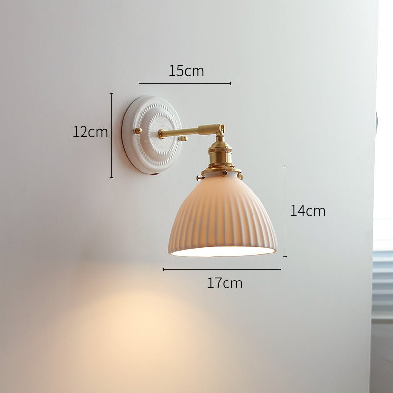 Ceramic Nordic Bedroom Bedside Full Copper Wall Lamp - Hearth & Lume