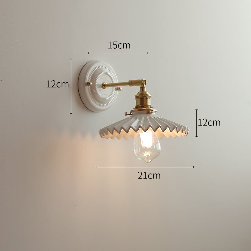 Ceramic Nordic Bedroom Bedside Full Copper Wall Lamp - Hearth & Lume