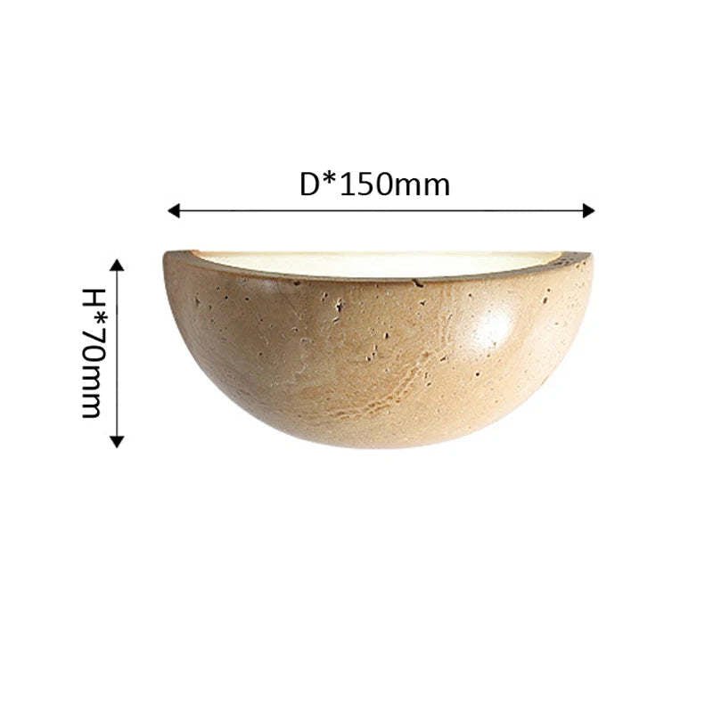Retro Yellow Cave Stone Semicircle Corridor Wall Lamp - Hearth & Lume