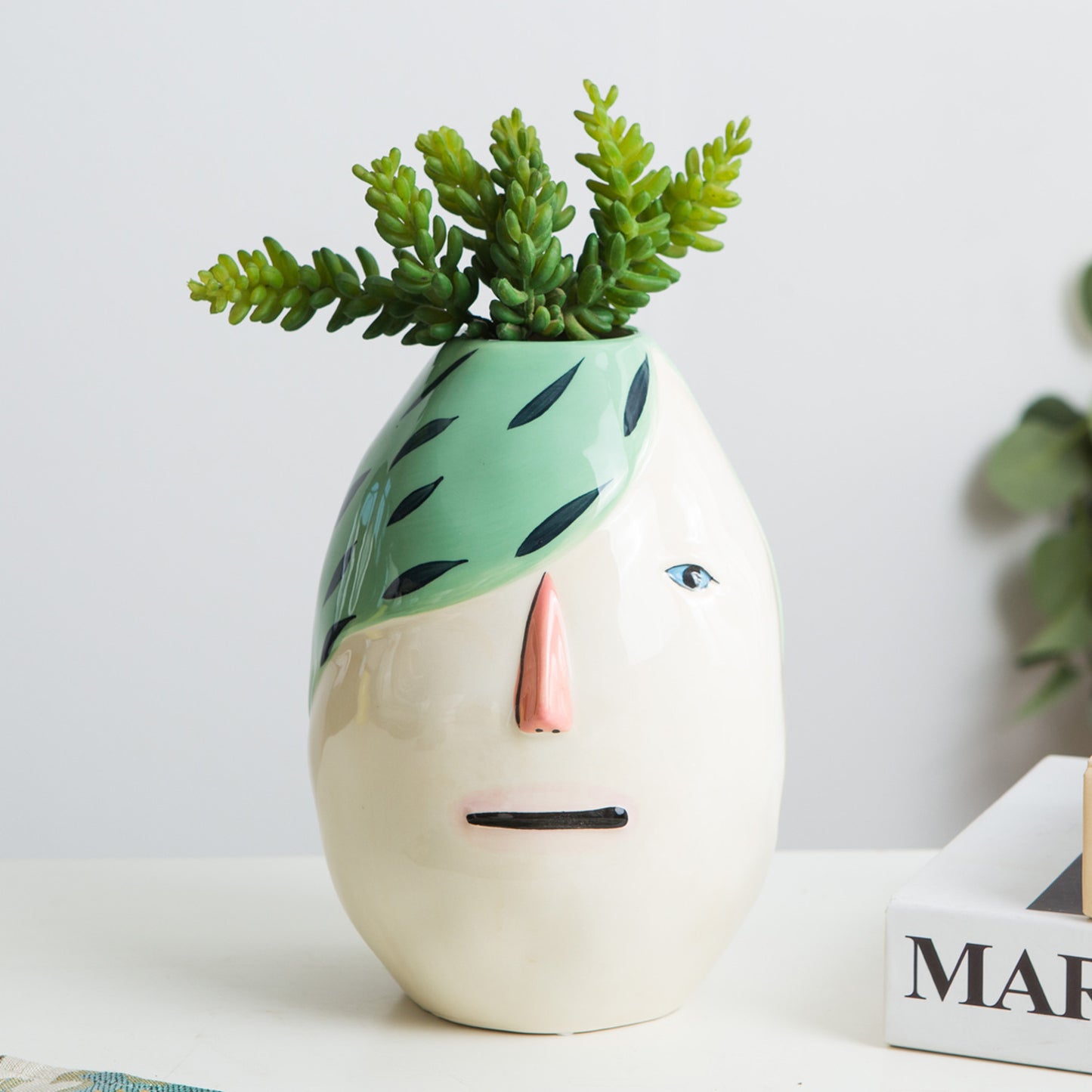 Ceramic Art Face Vase Living Room - Hearth & Lume