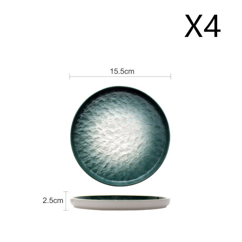 Gradient Emerald Steak Plate Stone Pattern Pasta Plate Western Plate Round Plate Restaurant Home - Hearth & Lume
