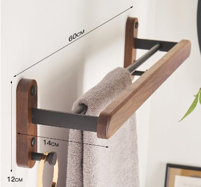 Solid Wood Towel Rack Perforation - free Bathroom Shelving - Hearth & Lume