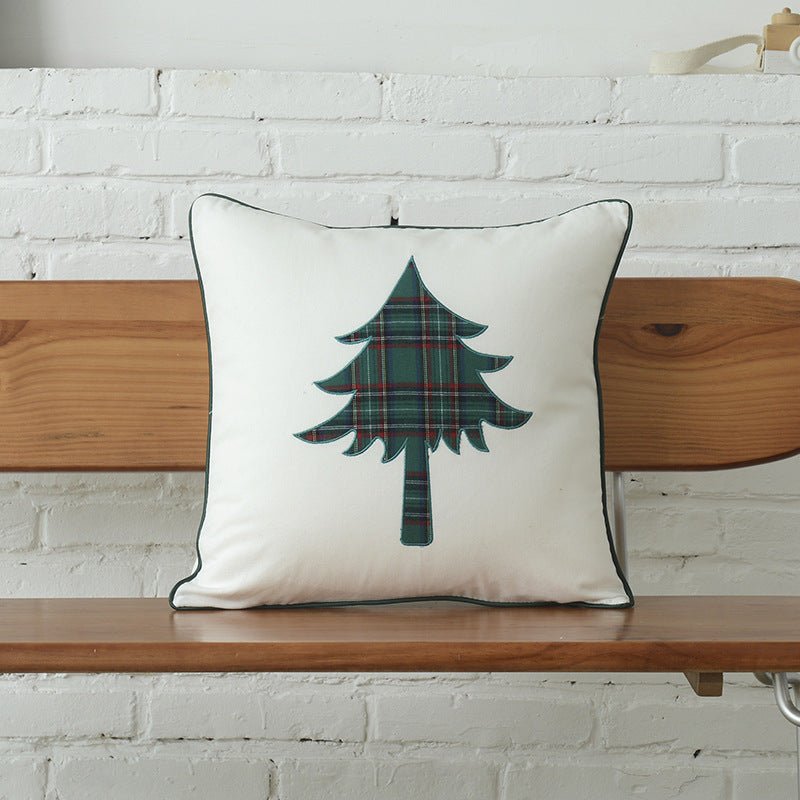 Polyester - cotton Canvas Christmas Green Plaid Pillow Cover - Hearth & Lume