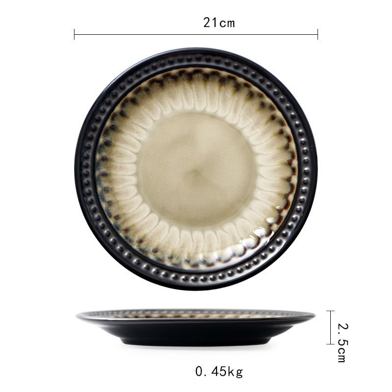 Ceramic Plate Flat Plate Creative Dish Plate Japanese Vintage Tableware - Hearth & Lume