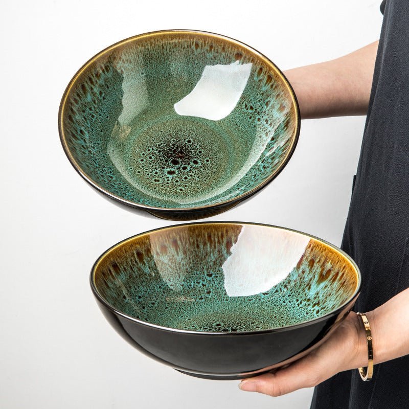 Vintage Green Ceramic 8 - inch Bowl Household Noodle Bowl - Hearth & Lume