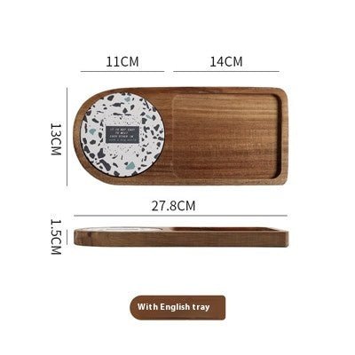 Japanese - style Solid Wood Tray Water Cup Storage Plate Vintage Bread - Hearth & Lume