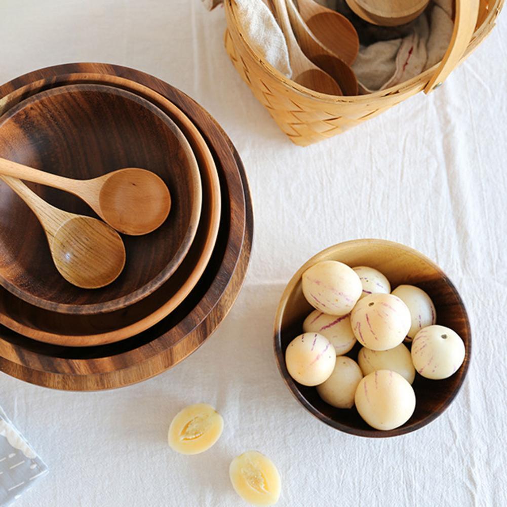 Kitchen Natural Wooden Bowl Household Fruit Bowl Salad Bowl - Hearth & Lume