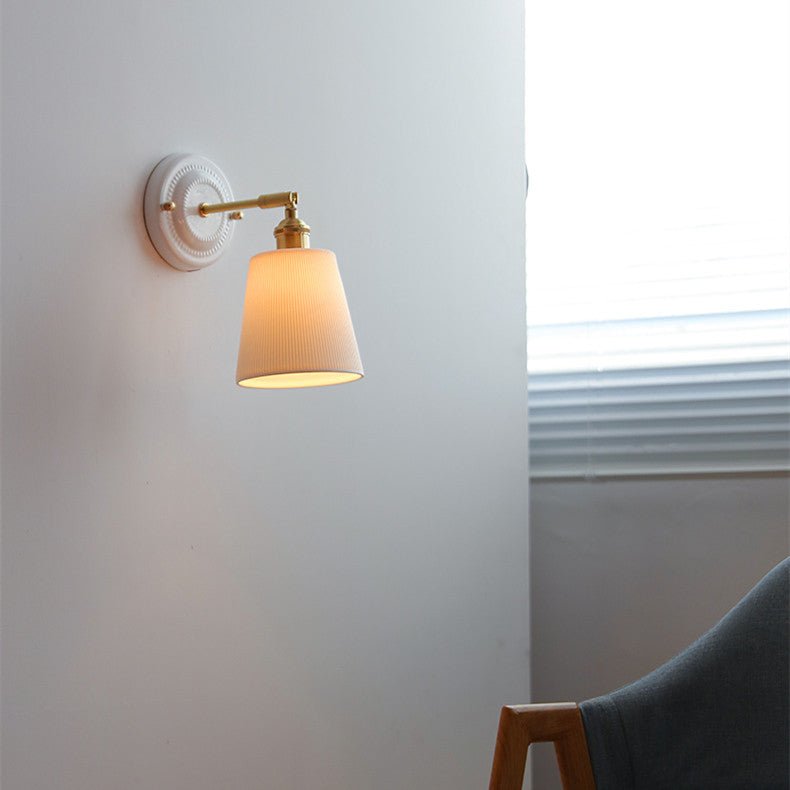 Ceramic Nordic Bedroom Bedside Full Copper Wall Lamp - Hearth & Lume