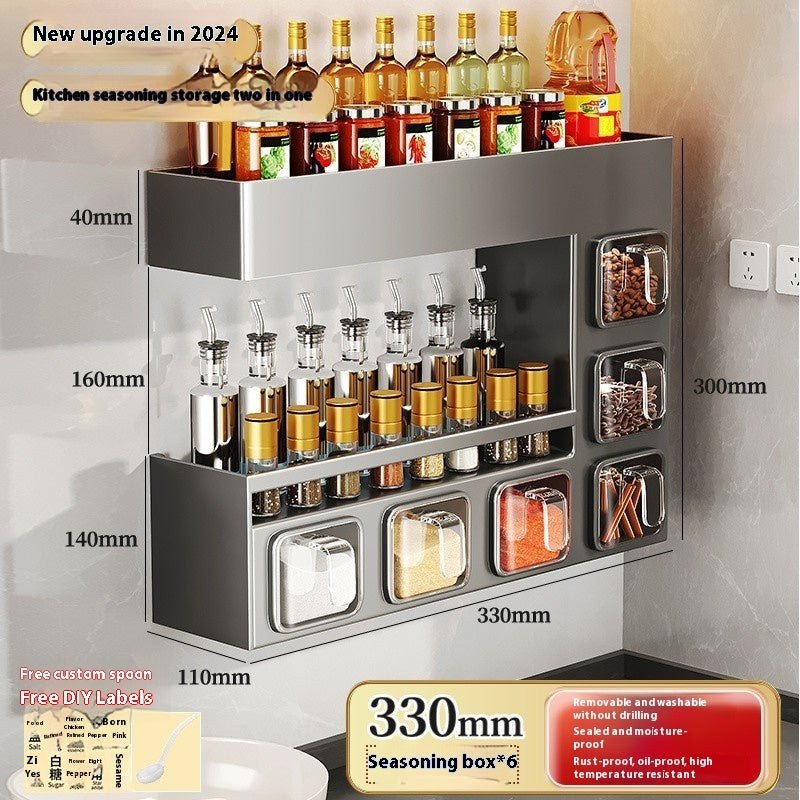Q3Y Jiabangshou Kitchen Storage Rack Seasoning Box Multi - functional Bottle & Can Home Combination Set Wall Hanging Storage - Hearth & Lume