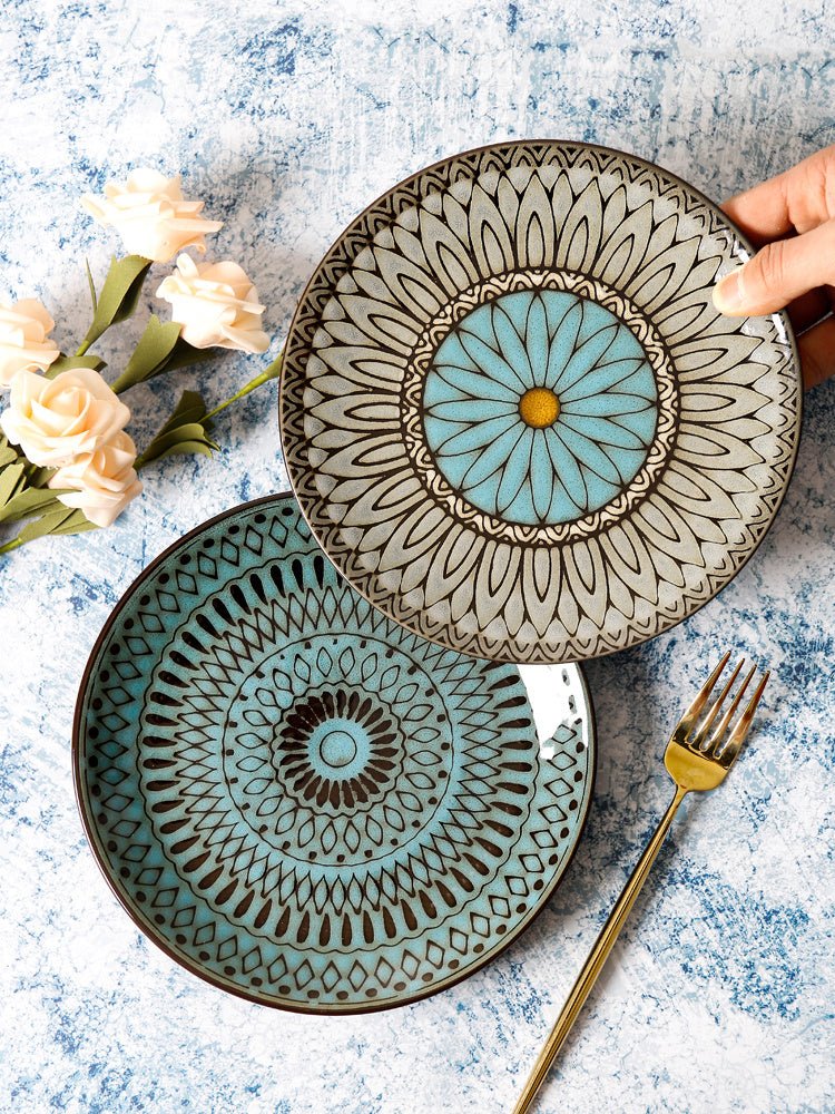 Ceramic Plate Flat Plate Creative Dish Plate Japanese Vintage Tableware - Hearth & Lume