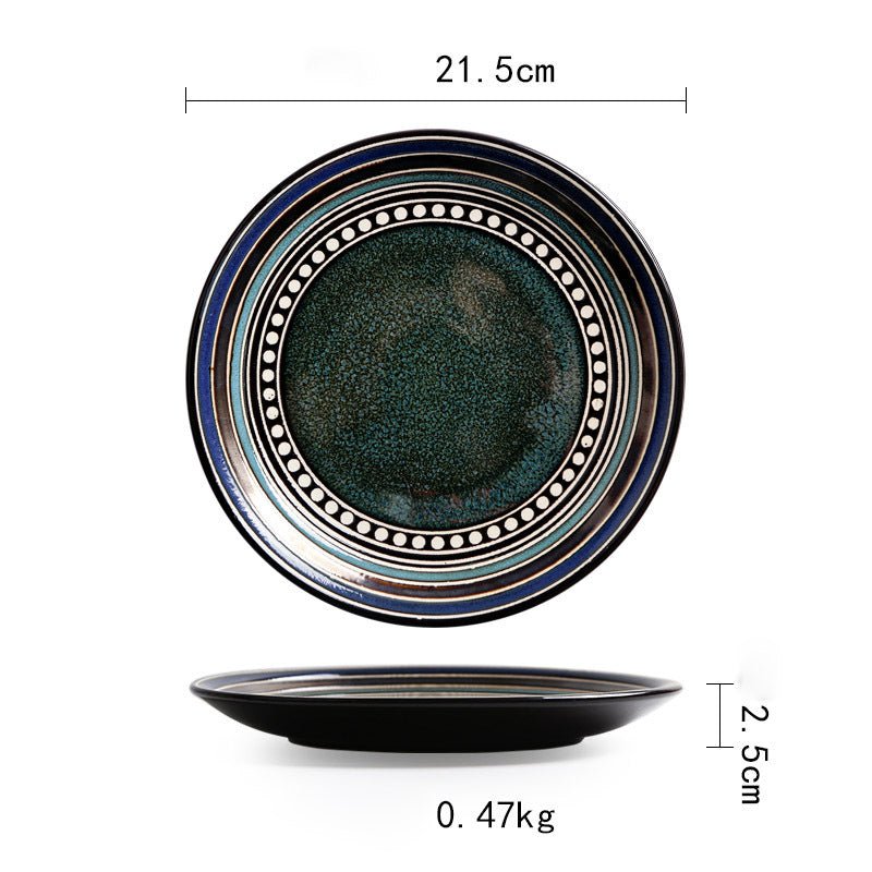 Ceramic Plate Flat Plate Creative Dish Plate Japanese Vintage Tableware - Hearth & Lume