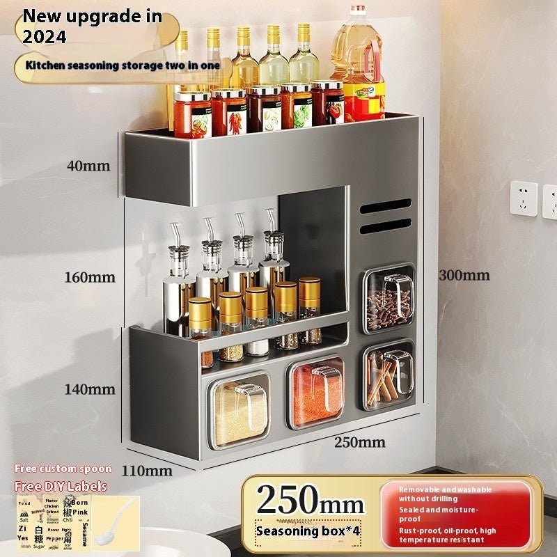 Q3Y Jiabangshou Kitchen Storage Rack Seasoning Box Multi - functional Bottle & Can Home Combination Set Wall Hanging Storage - Hearth & Lume