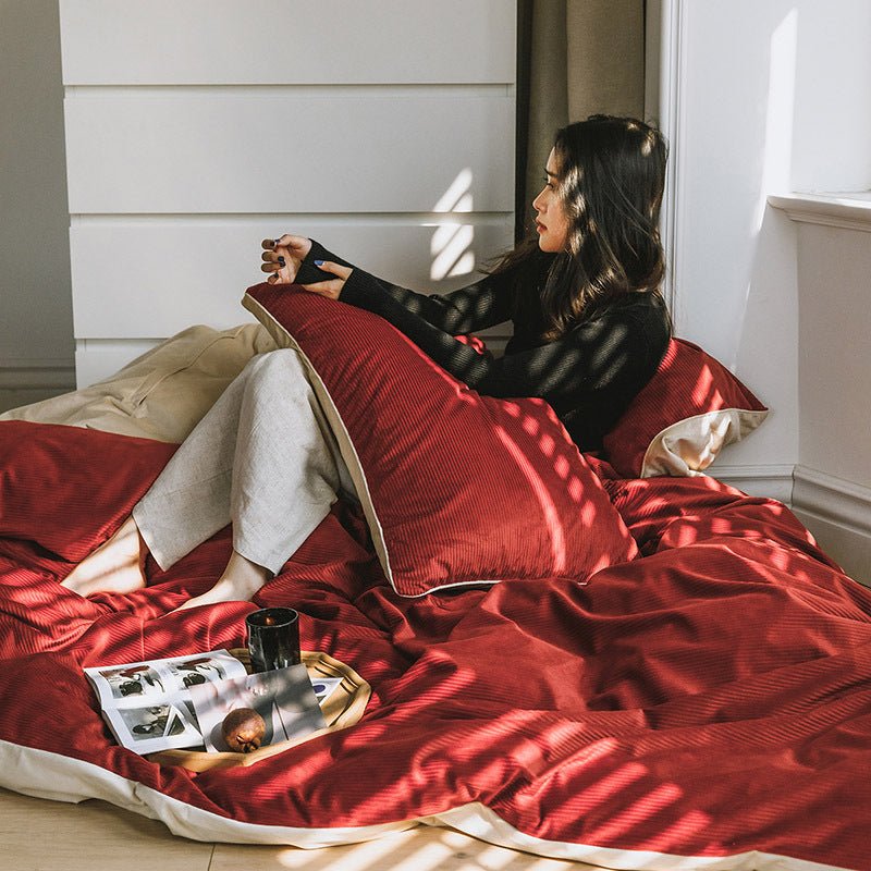 Winter Milk Fleece Four - piece Bedding Set - Hearth & Lume