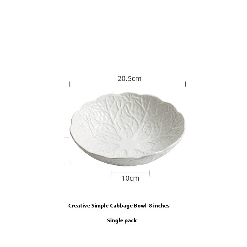 Ceramic Cabbage Noodle Bowl Soup Bowl Household High - grade Irregular - Hearth & Lume