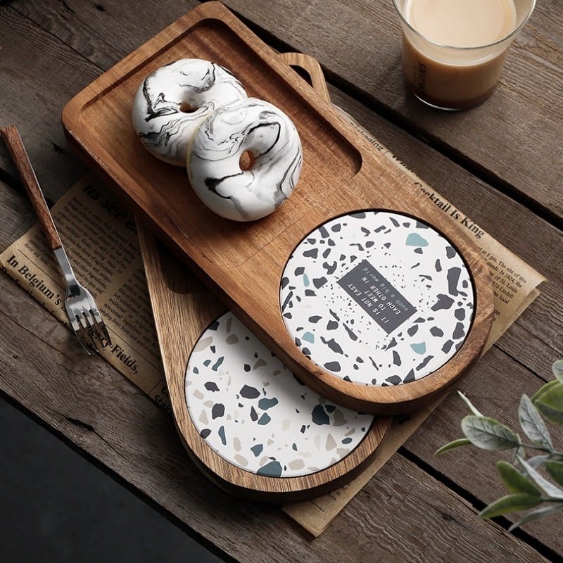 Japanese - style Solid Wood Tray Water Cup Storage Plate Vintage Bread - Hearth & Lume
