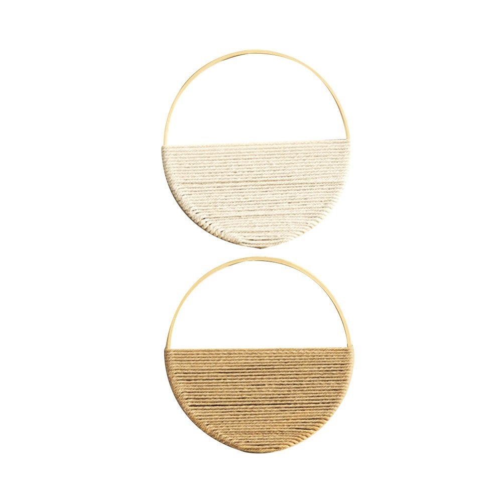Bohemian Two Tone Bamboo Ring Hand Woven Wall Hanging - Hearth & Lume