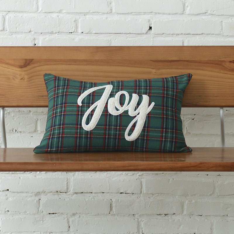 Polyester - cotton Canvas Christmas Green Plaid Pillow Cover - Hearth & Lume