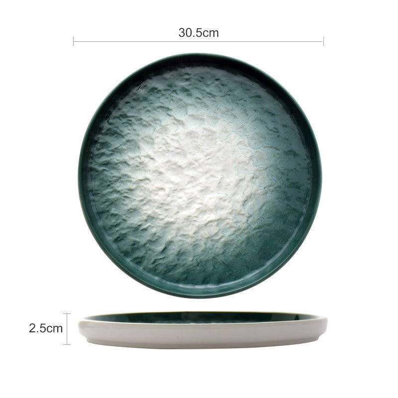 Gradient Emerald Steak Plate Stone Pattern Pasta Plate Western Plate Round Plate Restaurant Home - Hearth & Lume