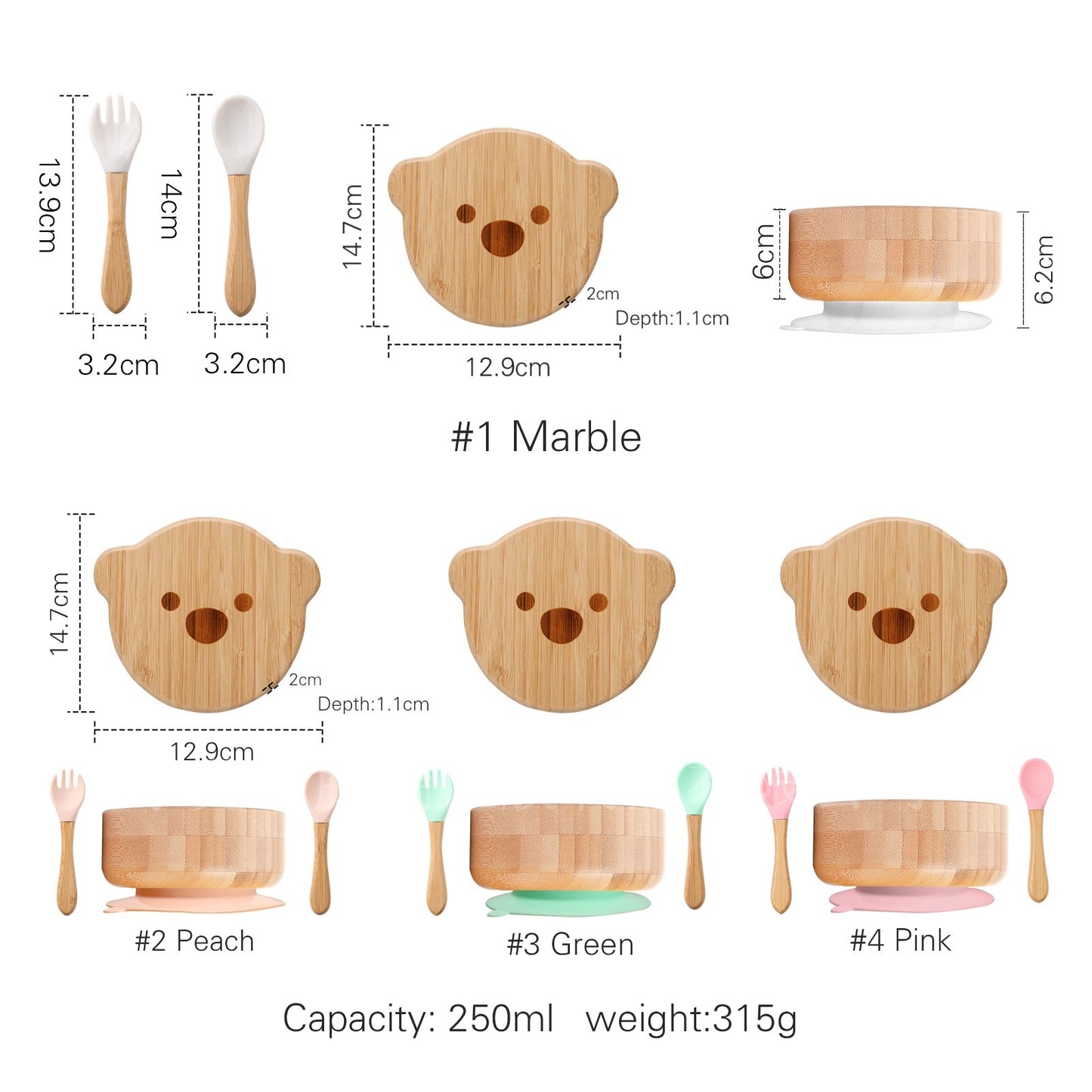 Baby Bamboo Wood Complementary Food Bowl Bear Bowl Baby Training Eating Sucker Bowl - Hearth & Lume