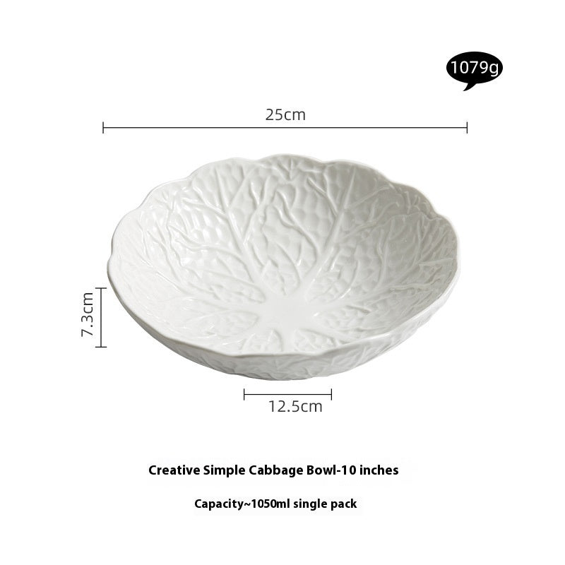 Ceramic Cabbage Noodle Bowl Soup Bowl Household High - grade Irregular - Hearth & Lume