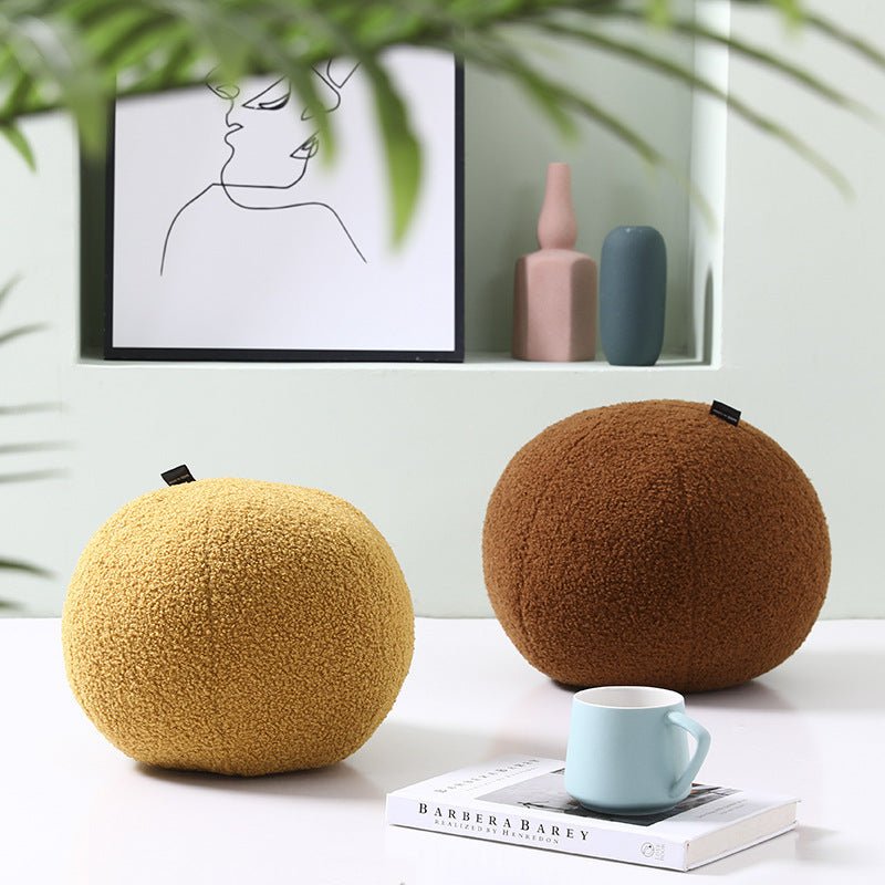 Round Velvet Soft Ball Sofa Pillow On Bay Window Bed - Hearth & Lume