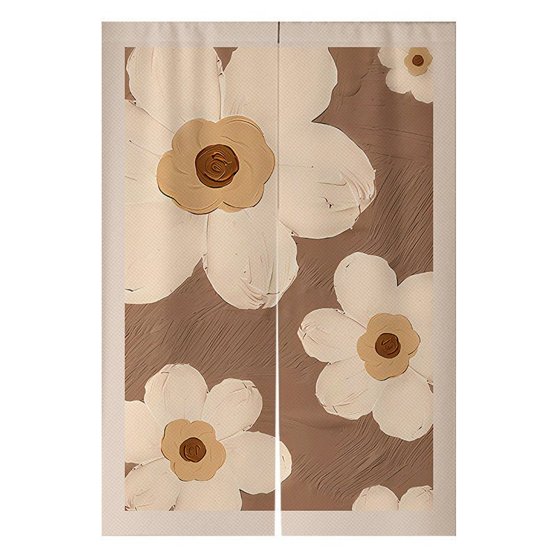 Cream Flowers Simple Door Curtain Bathroom Windshield - Hearth & Lume