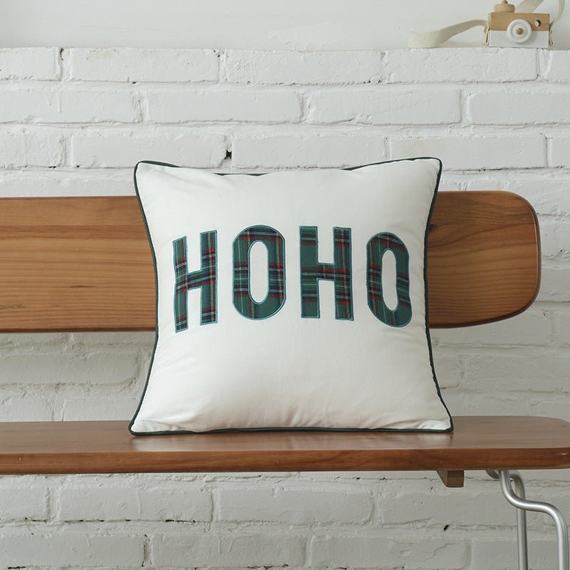 Polyester - cotton Canvas Christmas Green Plaid Pillow Cover - Hearth & Lume