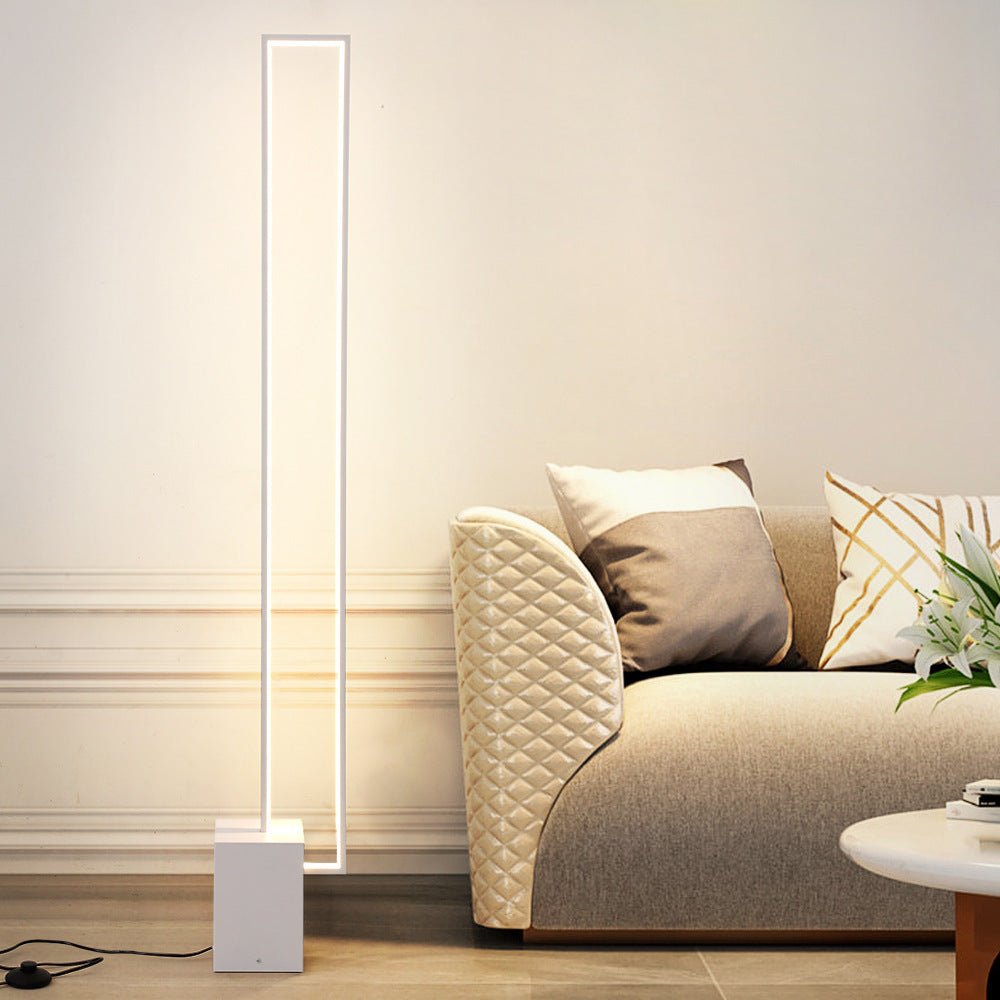 Minimalist Sand Black Floor Lamp Quadriboid Base Square Light Body - Hearth & Lume