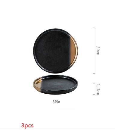 Creative Black Gold Ceramic Plate Household Dishes - Hearth & Lume