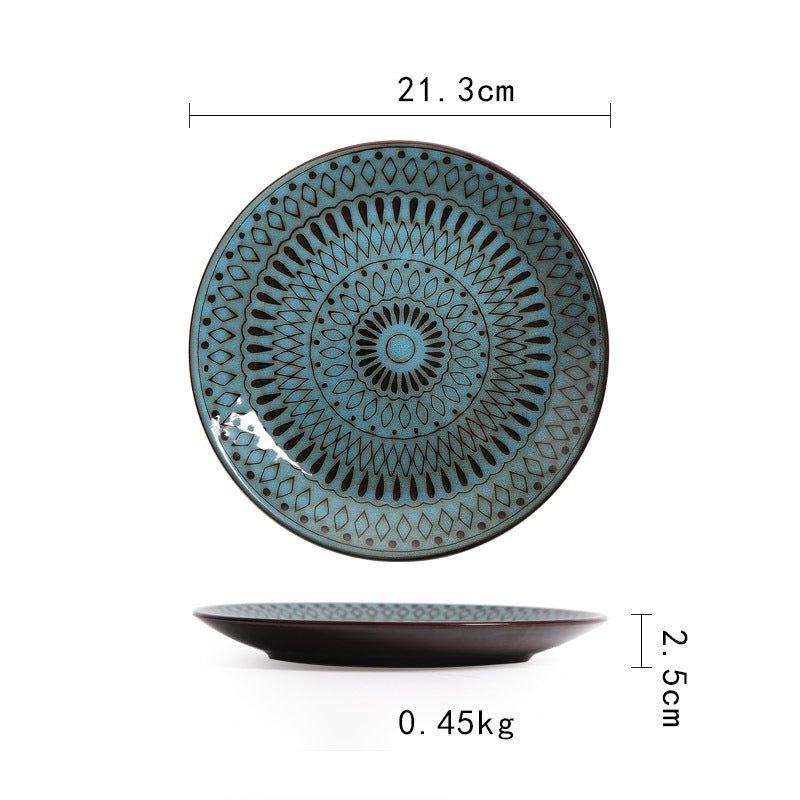 Ceramic Plate Flat Plate Creative Dish Plate Japanese Vintage Tableware - Hearth & Lume
