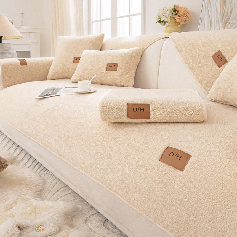 Thickened Fleece Non - slip Lambswool Sofa Cushion - Hearth & Lume